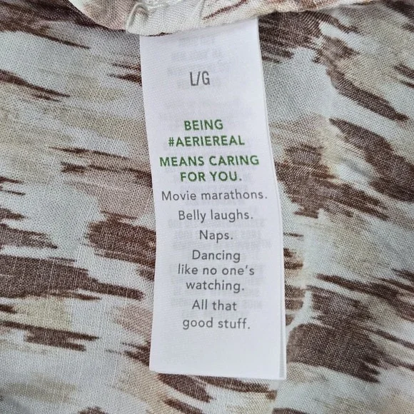 Aerie Women Dress L Brown Geometric Slit Maxi Bohemian Embroidered - Picture 4 of 10